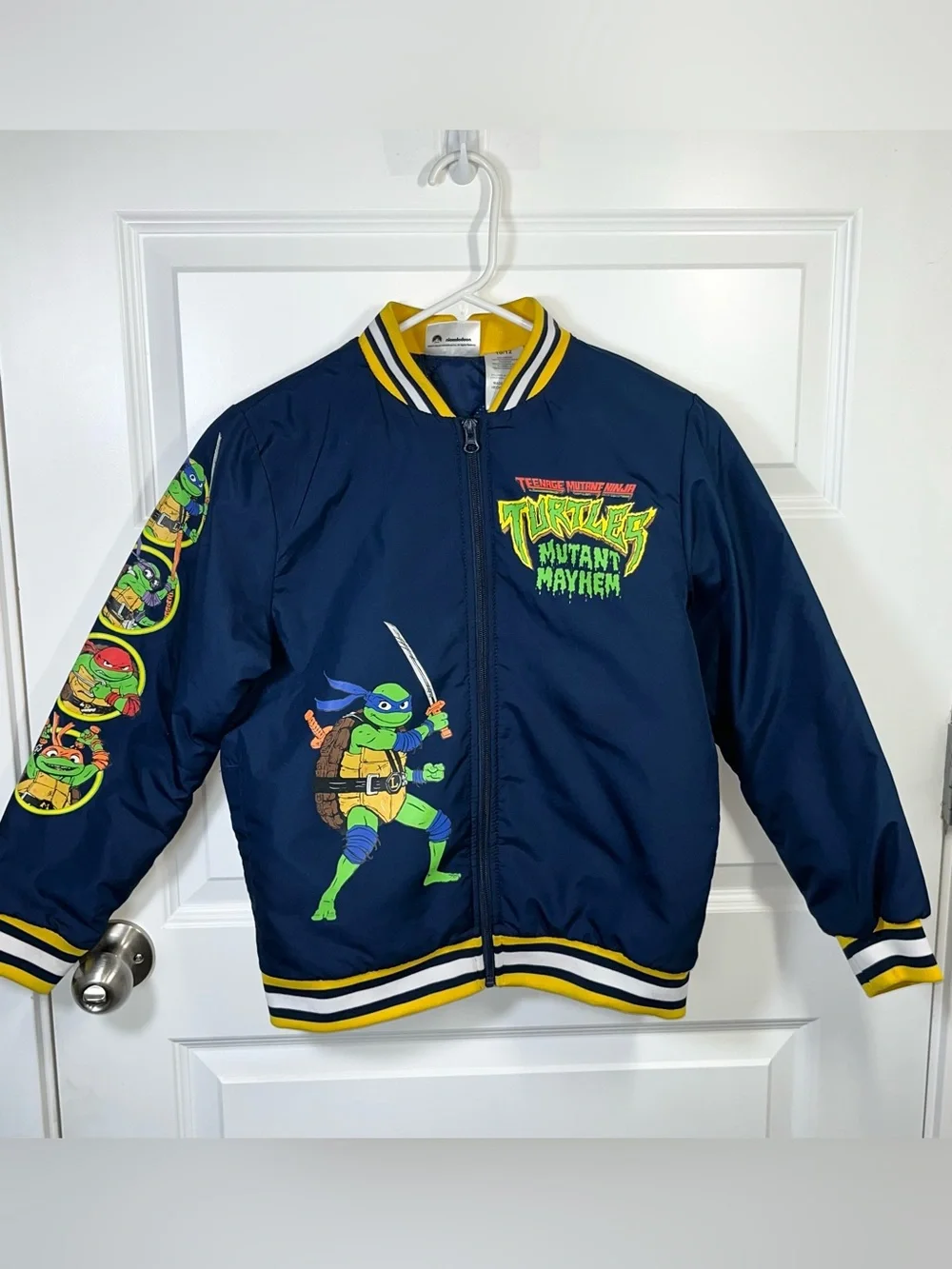 TMNT Mutant Mayhem Boys 10/12 Bomber Varsity Jacket Ninja Turtles
